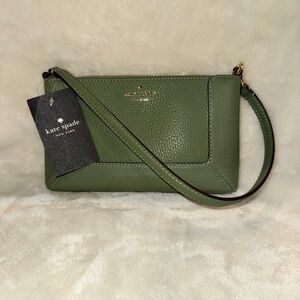 Kate Spade Lena Olive Green Pebbled Leather Wristlet